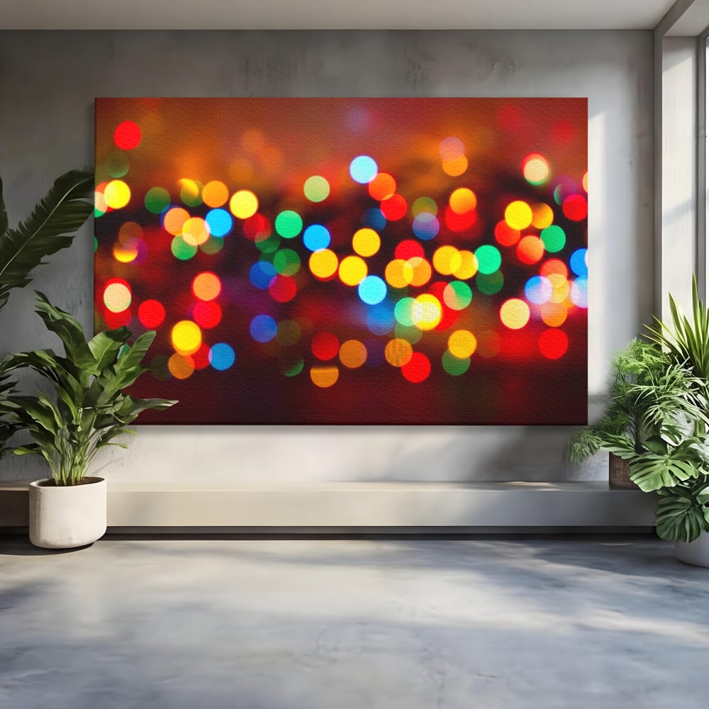 Tablou canvas cu tablou canvas cu lumini bokeh, fara rama, pe sasiu de lemn